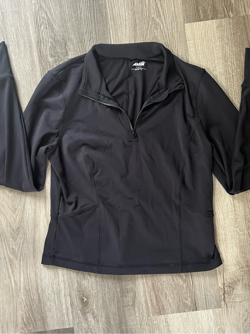 Avia Black Athletic Top Pullover with Thumb Holes